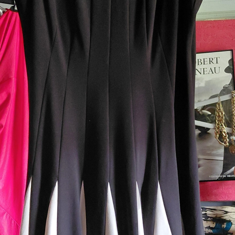 Black and White Pleated Dress